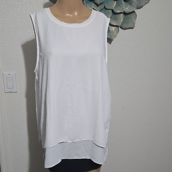 Rachel Zoe White Asymmetrical Sleeveless Muscle Tee - Picture 1 of 3